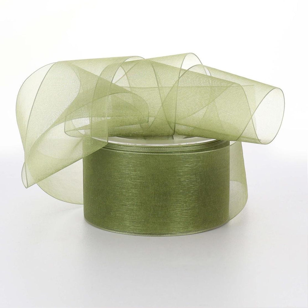 ORGANZA RIBBON 50MM PER METRE - OLIVE