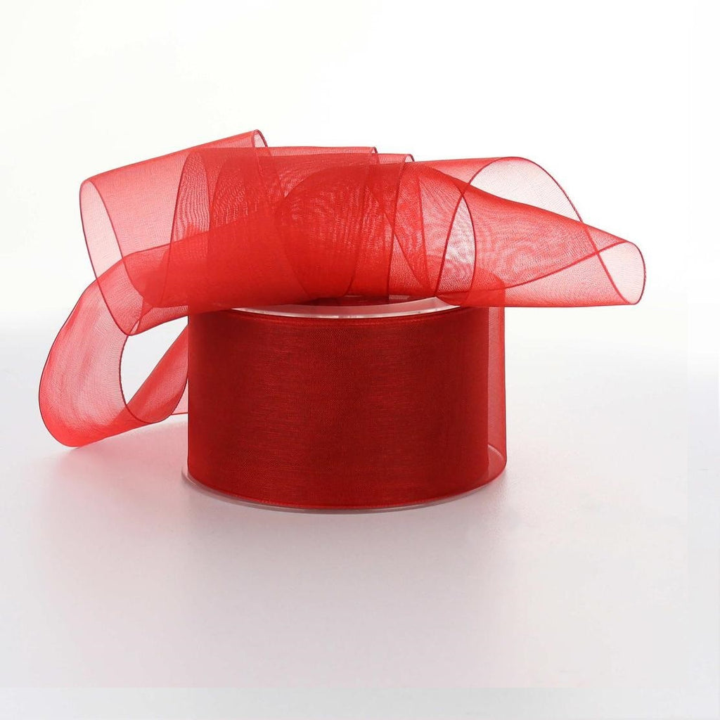 ORGANZA RIBBON 50MM PER METRE - RED